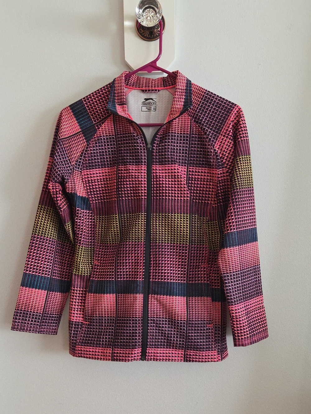 Slazenger Pink & Black Checked Full-Zip Jacket
